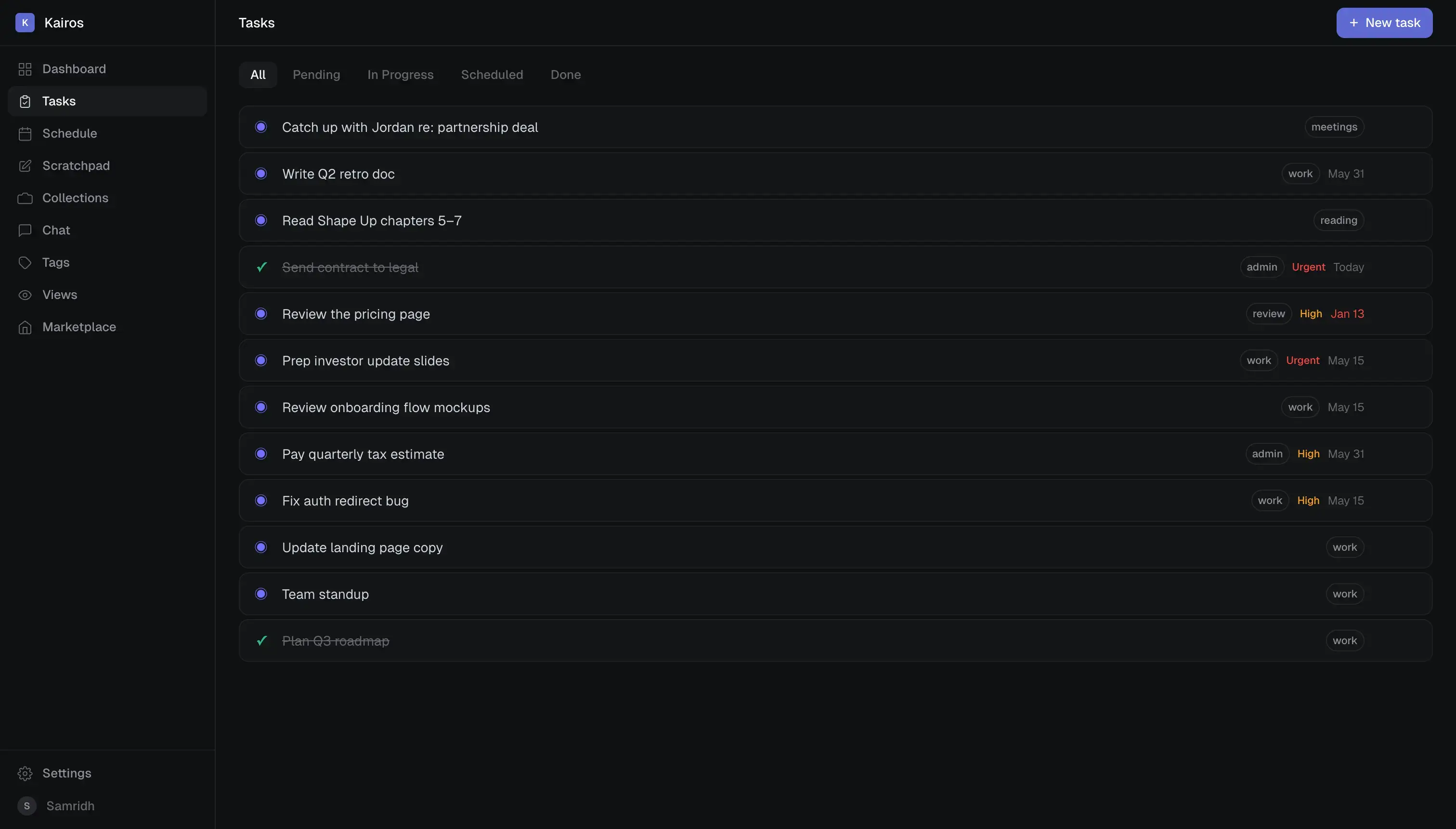 Task list · obsidian-linear theme