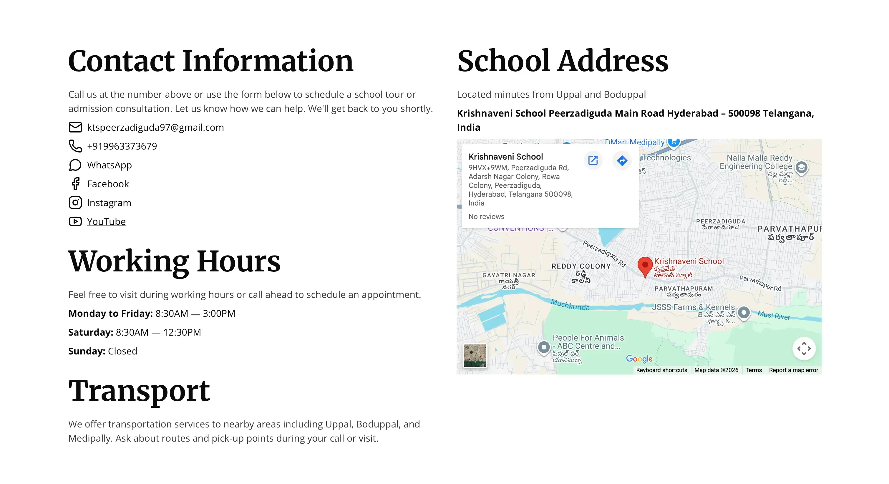 Contact page
